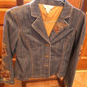 Vintage Woman's Embroidered Jean jacket by Central falls co. Size Small